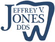 Jeffrey V Jones DDS dental logo with tooth graphic and blue shield design