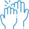 Two hands reaching upward with sparkles, symbolizing care and trust in dental services.